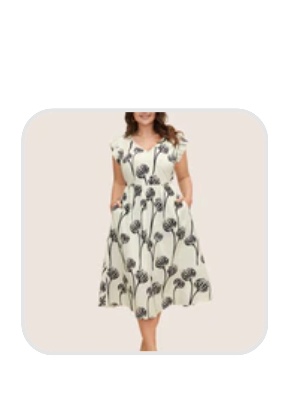 BloomChic Cream Midi Dress with Black Floral Print